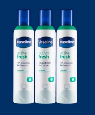 Vaseline Active Fresh Anti-Perspirant Deodorant Spray, 250ml (Pack of 3 ) - Image 1 of 4