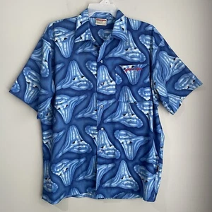 FUBU Platinum Button Up Shirt Men's Size XL Fat Albert Dumb Donald Blue Vintage - Picture 1 of 13