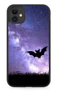 Bats Silhouette Rubber Phone Case Bat Galaxy Moon Space i198 - Picture 1 of 2