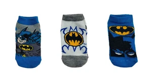 DC Comics Batman Boys No-show Sock 3 Pack ~ Size 4-6 (Crime Fighter, Bat Logo on - Picture 1 of 4
