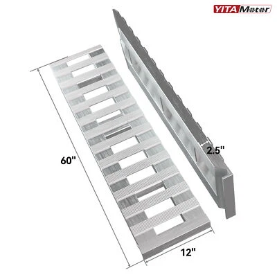 60" X 12" 5FT Aluminum Trailer Ramps 6000LBS for Car Trailers Trucks 2Pcs Heavy - Image 1 of 4