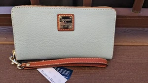 Dooney & Bourke Heather Blue Pebble Grain Large Zip Around Wristlet Wallet - Picture 1 of 6