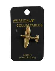 13301 SPITFIRE (GREAT BRITAIN) 3D PLANE AIRCRAFT AVIATION GOLD LAPEL PIN BADGE - Picture 1 of 2