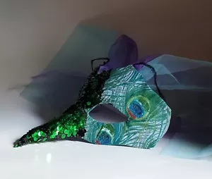 Handmade Costume Peacock Mask - Picture 1 of 12