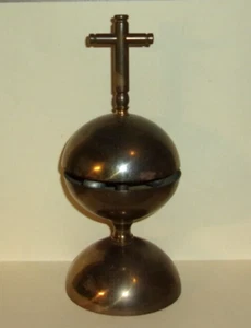 Vintage Antique Brass Church Atler/Sanctus Double Tier Bell w/Cross Handle - Picture 1 of 3