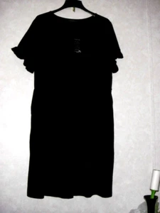 Vestido Celkuser Mujer Talla 24 Negro Midi Manga Corta Volantes Cuello Redondo - Imagen 1 de 12