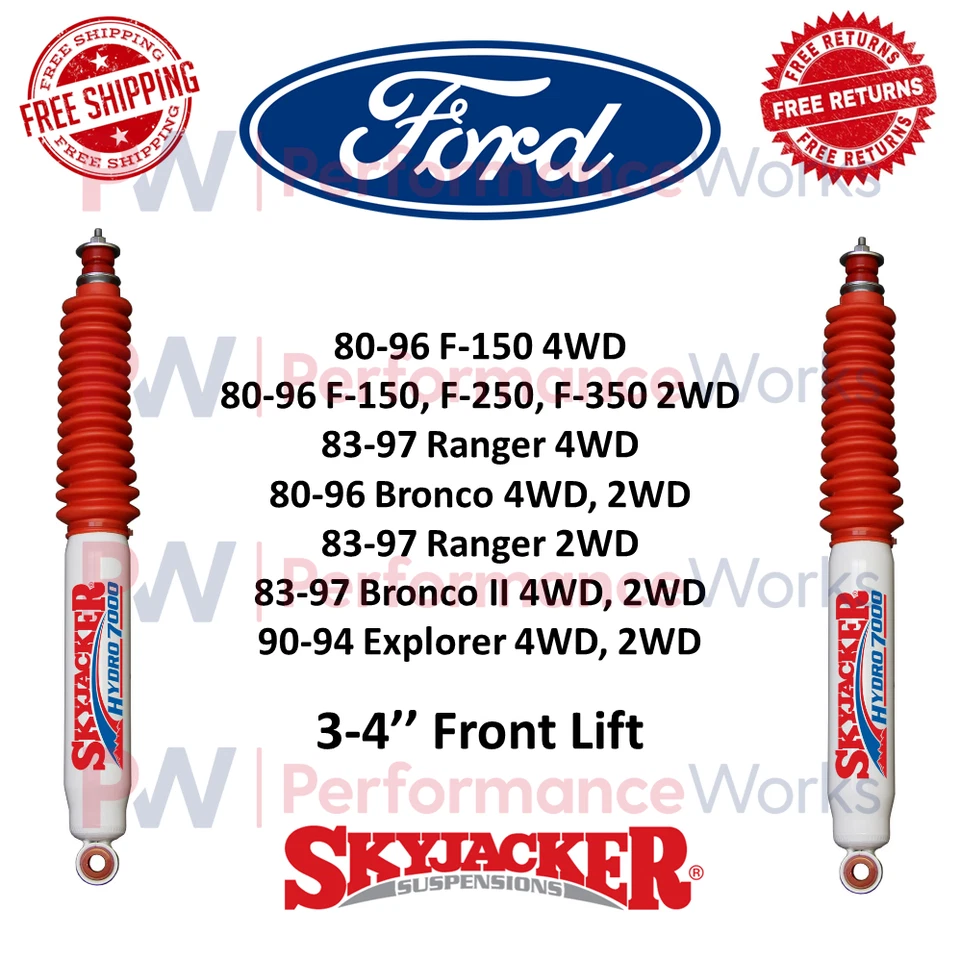 Par de Amortecedores Skyjacker Hydro 3-4"" Elevador Frontal Para Ford F-150, F-250, F-350 Ranger - Imagem 1 de 4