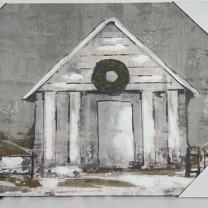 Christmas Barn Art Canvas Barn Print Farmhouse Decor Wall 20 x 16 - Picture 1 of 4