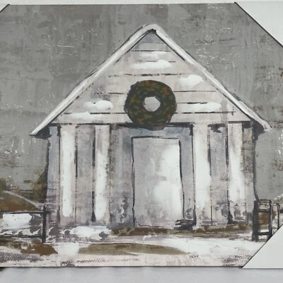 Christmas Barn Art Canvas Barn Print Farmhouse Decor Wall 20 x 16 - Image 1 of 4