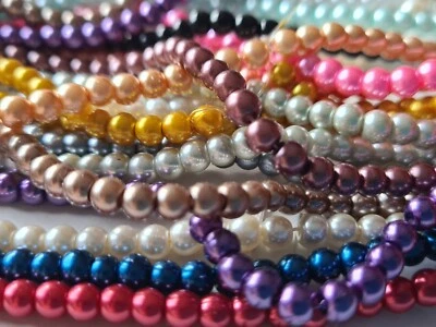 Glasperlen Glaswachsperlen rund 4mm Perlmutt Schimmer 50 Stück 2703 - Bild 1 von 4