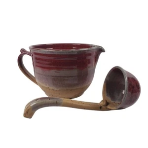 Vintage Studio Kunstkeramik Rührschüssel und Schöpfkelle glänzend Tropfglasur MCM - Bild 1 von 11