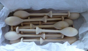 Turned Wooden Lace Bobbin Sewing Tool Box of 14 Unused - Picture 1 of 3