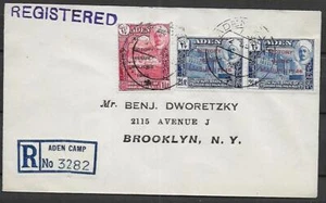 Aden 1946 R-Victory cover to New York - Picture 1 of 2