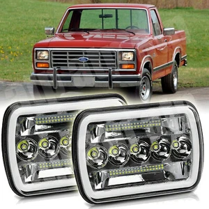 Faros LED 2 piezas 7x6"" 5x7"" haz alto halo DRL para Ford F-150 F-250 F-350 - Imagen 1 de 10
