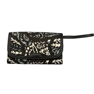 Vera Bradley Clutch Wristlet Paisley Noir Trimmed Clutch Black White Gray Wallet - Picture 1 of 9