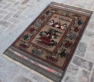 3 x 5 Handmade Vintage Afghan Tribal Small Persian Wool Best War Rug Carpet 3x5 - Picture 1 of 10