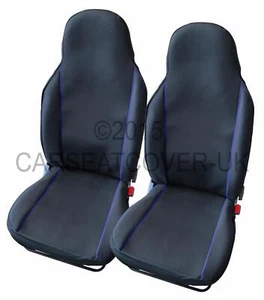 For Toyota Corolla Verso - Pair of UK MADE Black & Blue Trim Car Seat Covers - Picture 1 of 2