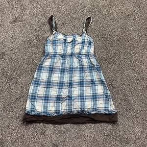 justice girls large (14) sleeveless check tank top brown blue tinsel - Picture 1 of 4