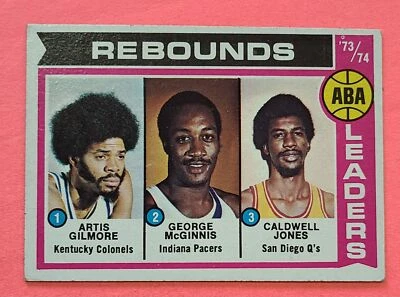 1974 Topps #211 Gilmore / McGinnis / Jones REBOUND LEADERS EXMT - Image 1 of 2