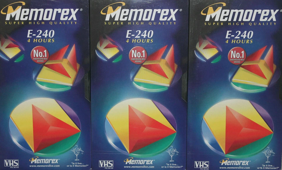 3 cassettes VHS 240 min Video Vierges 4 heures neuves Lot TDK P. magnetoscope