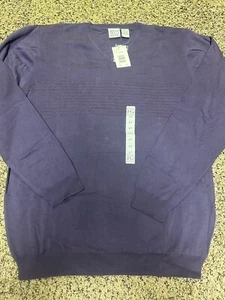Field Gear V-Neck Sweater Purple LT  w/Chest Stripe Long Sleeve Pullover - Picture 1 of 7
