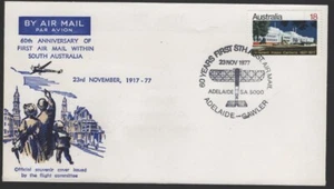 1977 Australia 60yrs First Air Mail Adelaide to GAWLER Commemorative Flight Cove - Bild 1 von 2