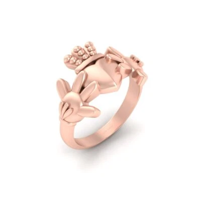 Corona E Cuore Anello Claddagh Anello di Fidanzamento 925 Argento Sterling - Immagine 1 di 4