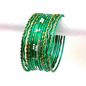 12-tlg Indische Armreifen Set Ø6cm Schmuck Armband Bollywood Choorian Bangles - Bild 1 von 3