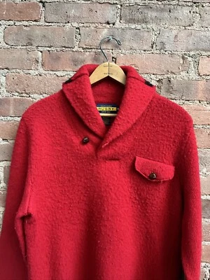 Suéter de Colección Rugby Ralph Lauren Para Hombres Cuello Chal, Talla Mediana, Lana Shetland Roja Foto 1 de 4