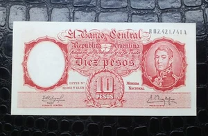 Banknote Argentina 10 Diez Pesos 1961 Reposición. - Picture 1 of 2