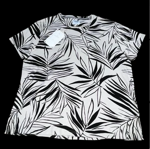T-shirt Craft & Flow uomo taglia 3XL floccata foglie di palma bianco e nero nuova - Foto 1 di 21