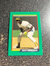 Rickey Henderson A's 1991 RARE Green Glossy "939!" SB Leader RARE UNLICENSED