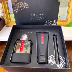 Prada LUNA ROSSA CARBON 100 ml 3.4 oz EdT Spray + Shower Gel 3 pc Gift Set - Picture 1 of 8