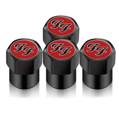 FOO FIGHTERS TYRE Red Bike Schrader Valve Caps Aluminum BMX CAP CAR VAN BAND - Image 1 of 4