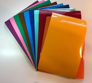 10 X SHEETS GLOSS VINYL SELF ADHESIVE SHEETS MODEL MAKING ART CRAFT STICKER - Picture 1 of 4