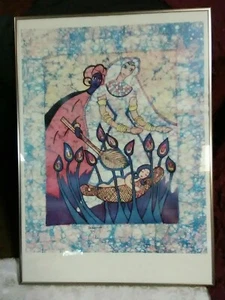Rare Elegant Vtg. Miriam Hadgadya "Women" Tie Dye Framed Lithograph,Signed - Picture 1 of 12