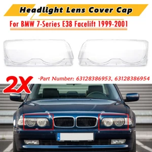 Cubierta de lente de faro para BMW Serie 7 E38 Facelift 1999-2001 izquierda y derecha - Imagen 1 de 12