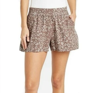 Braune Shorts Leinen mit Animalprint - Bild 1 von 8