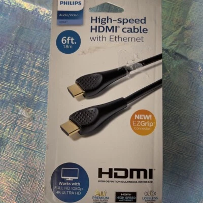 PHILIPS High-speed HDMI cable With Ethernet Works With Full HD 1080p 4k 6 feet - Image 1 of 2