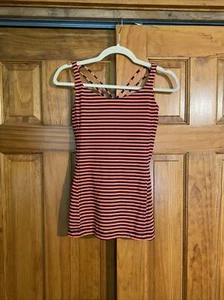 Lululemon Free To Be Striped Tank Coral Navy Women's Size 6 - Picture 1 of 8