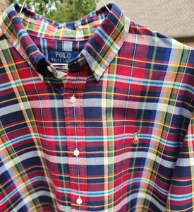 RALPH LAUREN HERREN LANGARM POLOSHIRT~GR. XL~CLASSIC FIT~KARIERT~ROT~BLAU~GRÜN - Bild 1 von 14