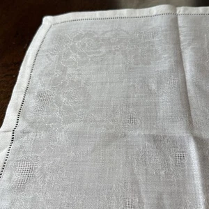 Leinen Blumen Damast Serviette Pulled Thread Saum Design Rose Single - Bild 1 von 8