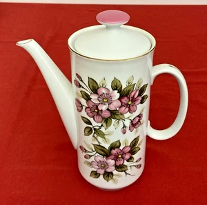 Vintage Yamato Royalty Fine Bone China Tea Coffee Pot Pink Floral Pattern Japan - Picture 1 of 17