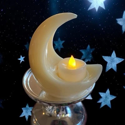 Homemade Crescent Moon Epoxy Resin candle tea light holder - Image 1 of 2