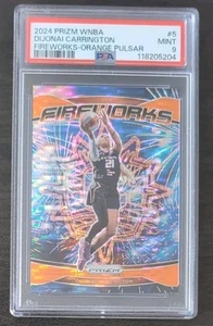 DiJonai Carrington #5 2024 Panini Prizm WNBA Fireworks Orange Pulsar 16/75 PSA9 - Picture 1 of 5