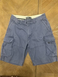 Polo Ralph Lauren Men 32 Camp Utility Stretch Cargo Short Blue 100% Cotton - Picture 1 of 6