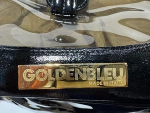 NUEVO Bolso de Viaje Grande GoldenBleu Italia Cuero Negro Transparente Ahumado PVC - Imagen 1 de 12
