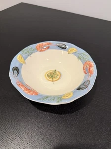 Faiencerie De Gien Belle Ile Dinner Plate Coastal Seafood Made In France Mint - Picture 1 of 10
