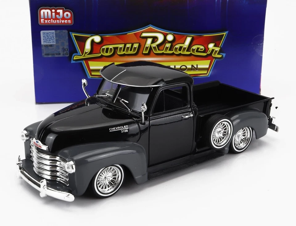 1/24 WELLY - CHEVROLET - 3100 PICK-UP LOW RIDER 1953 WE22087LRW-BKGRY - Immagine 1 di 1