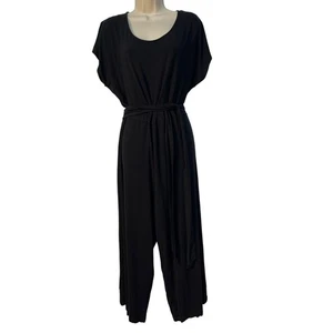 Old Navy Black Short Sleeve Belted Jumpsuit Size XL - Picture 1 of 14